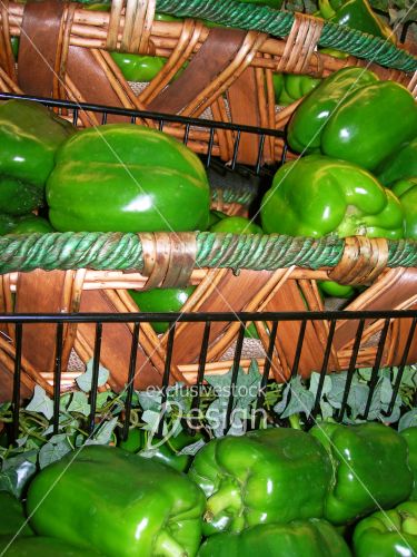 Poivrons piments verts paniers osier étalages Poivrons piments verts paniers osier étalages