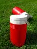 Water bottle for sport team on green lawn