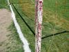 Pole of soccer goal on the side